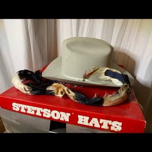 Vintage Light Grey Stetson Feather Felt Hat